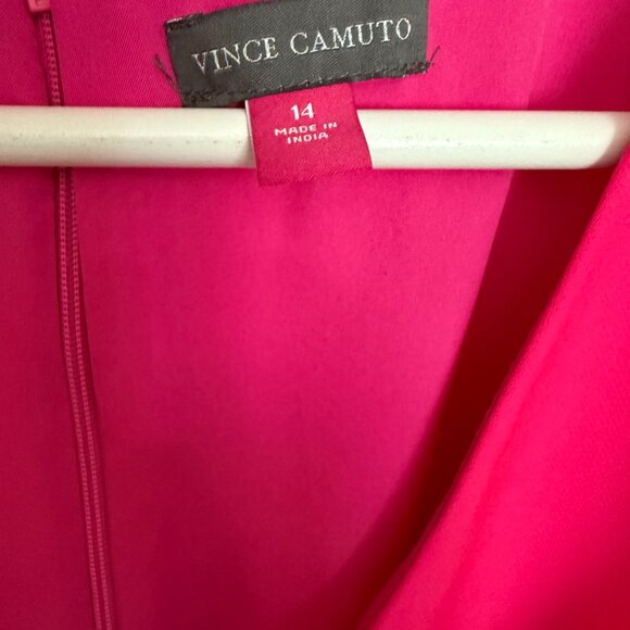 Vince Camuto Hot Pink Cropped Wide Leg Belted Sleeveless Jumpsuit Women size 14 - Picture 4 of 6